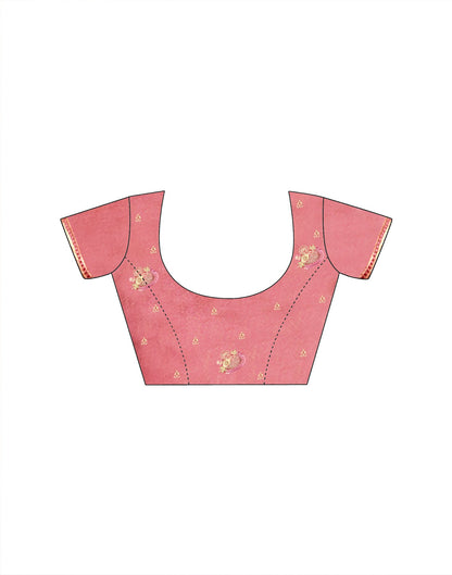 Peach Crush Tissue Stone Work Embroidery Saree