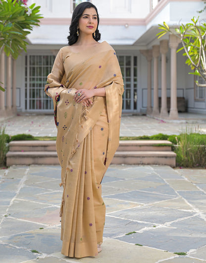 Beige Cotton Woven Paithani Saree