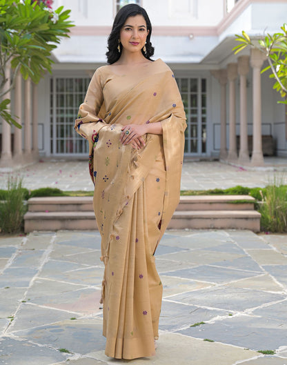 Beige Cotton Woven Paithani Saree