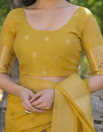 Yellow Cotton Woven Paithani Saree