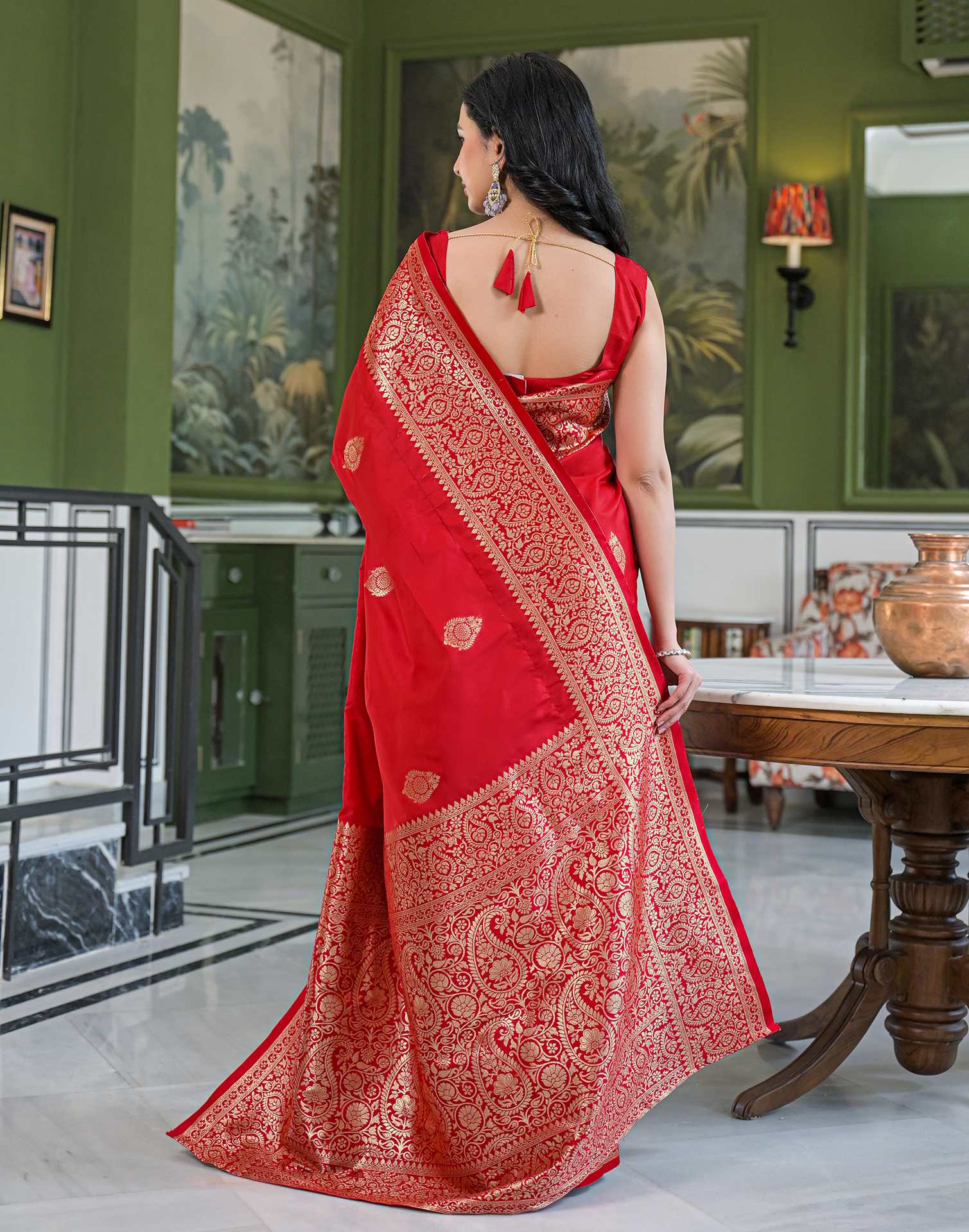 Red Silk Woven Banarasi Saree