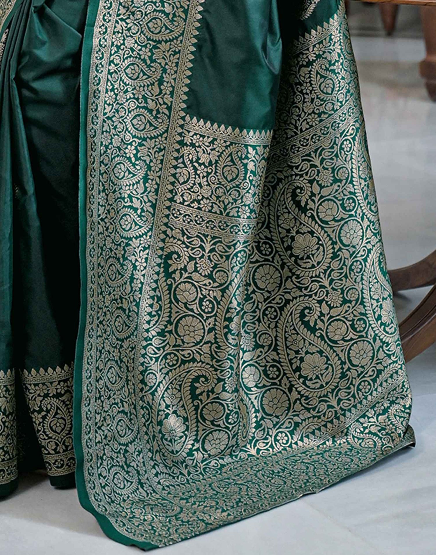 Dark Green Silk Woven Banarasi Saree