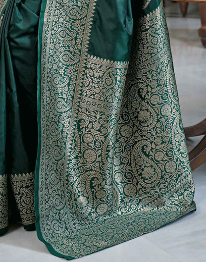 Dark Green Silk Woven Banarasi Saree
