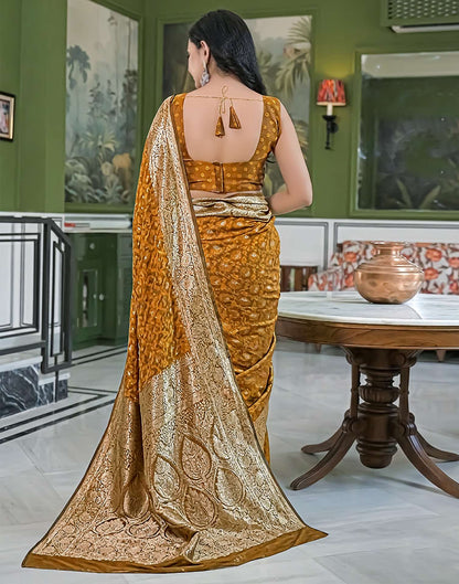 Dusty Mustard Silk Woven Banarasi Saree