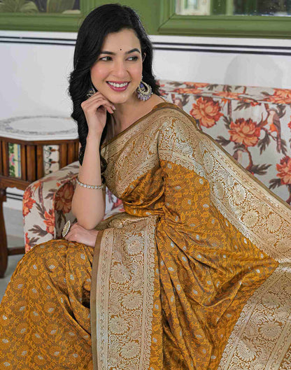 Dusty Mustard Silk Woven Banarasi Saree