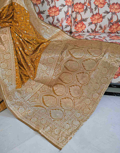 Dusty Mustard Silk Woven Banarasi Saree
