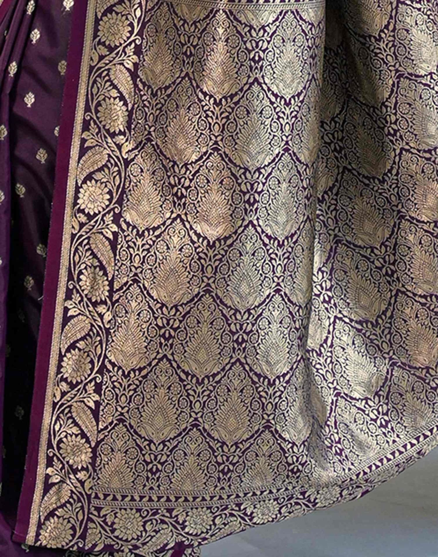 Dark Purple Silk Woven Banarasi Saree