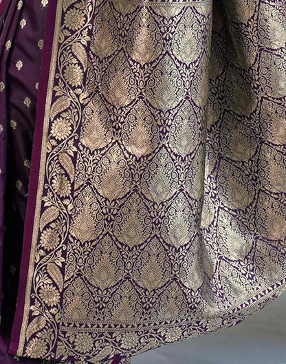Dark Purple Silk Woven Banarasi Saree