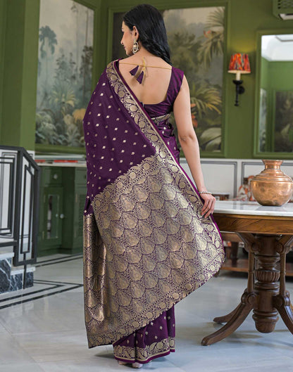 Dark Purple Silk Woven Banarasi Saree