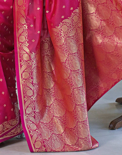 Dark Pink Silk Woven Banarasi Saree