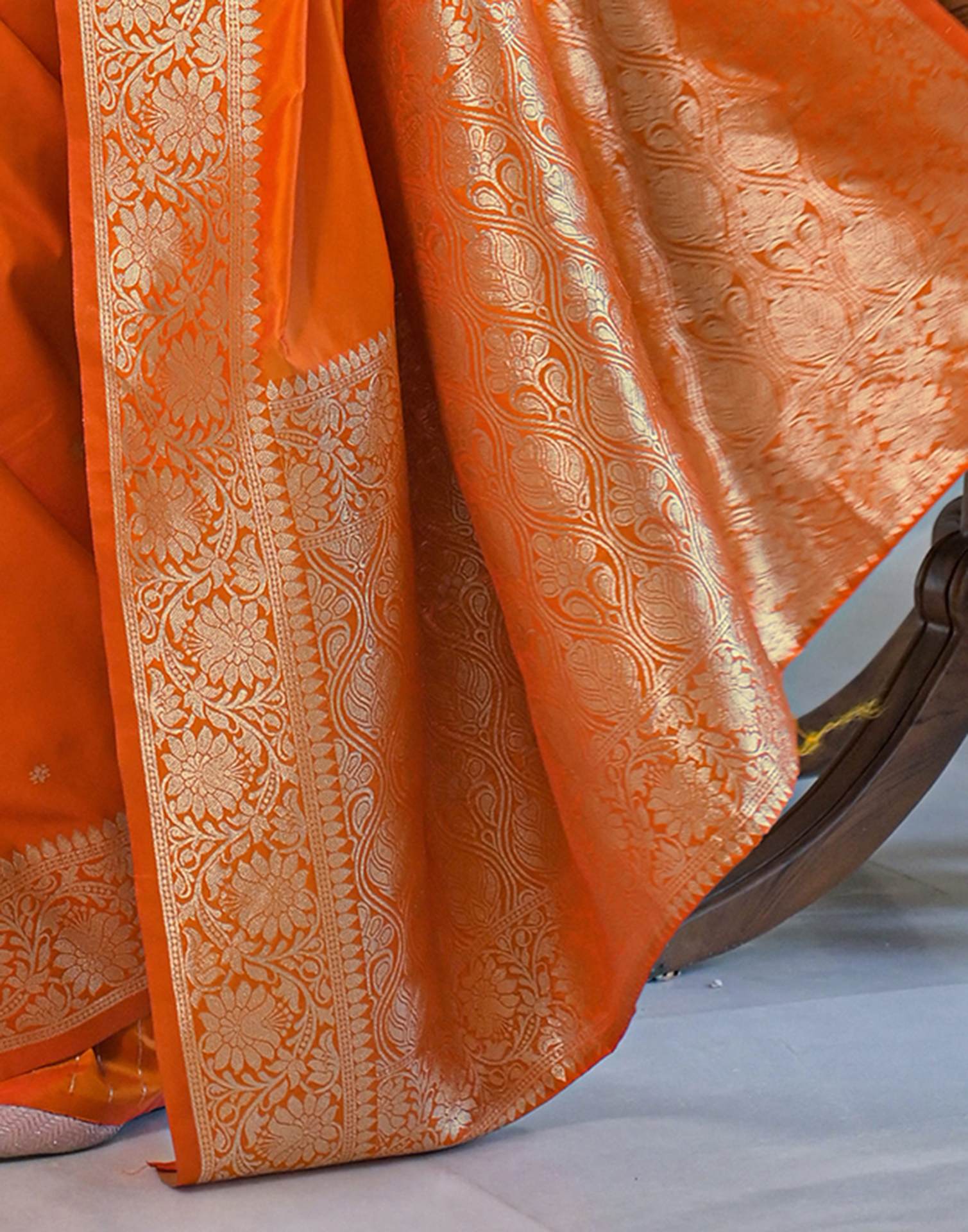Orange Silk Woven Banarasi Saree