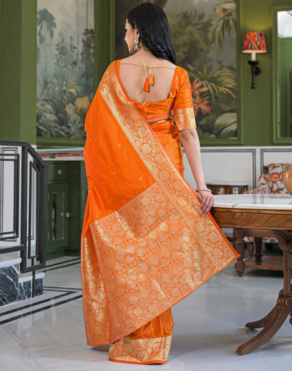 Orange Silk Woven Banarasi Saree