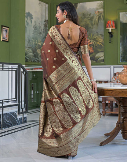 Brown Silk Woven Banarasi Saree