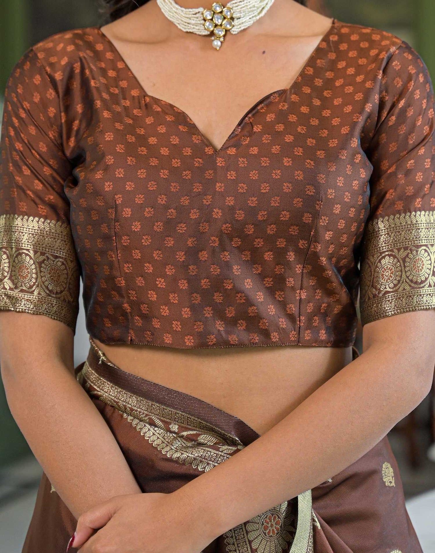 Brown Silk Woven Banarasi Saree