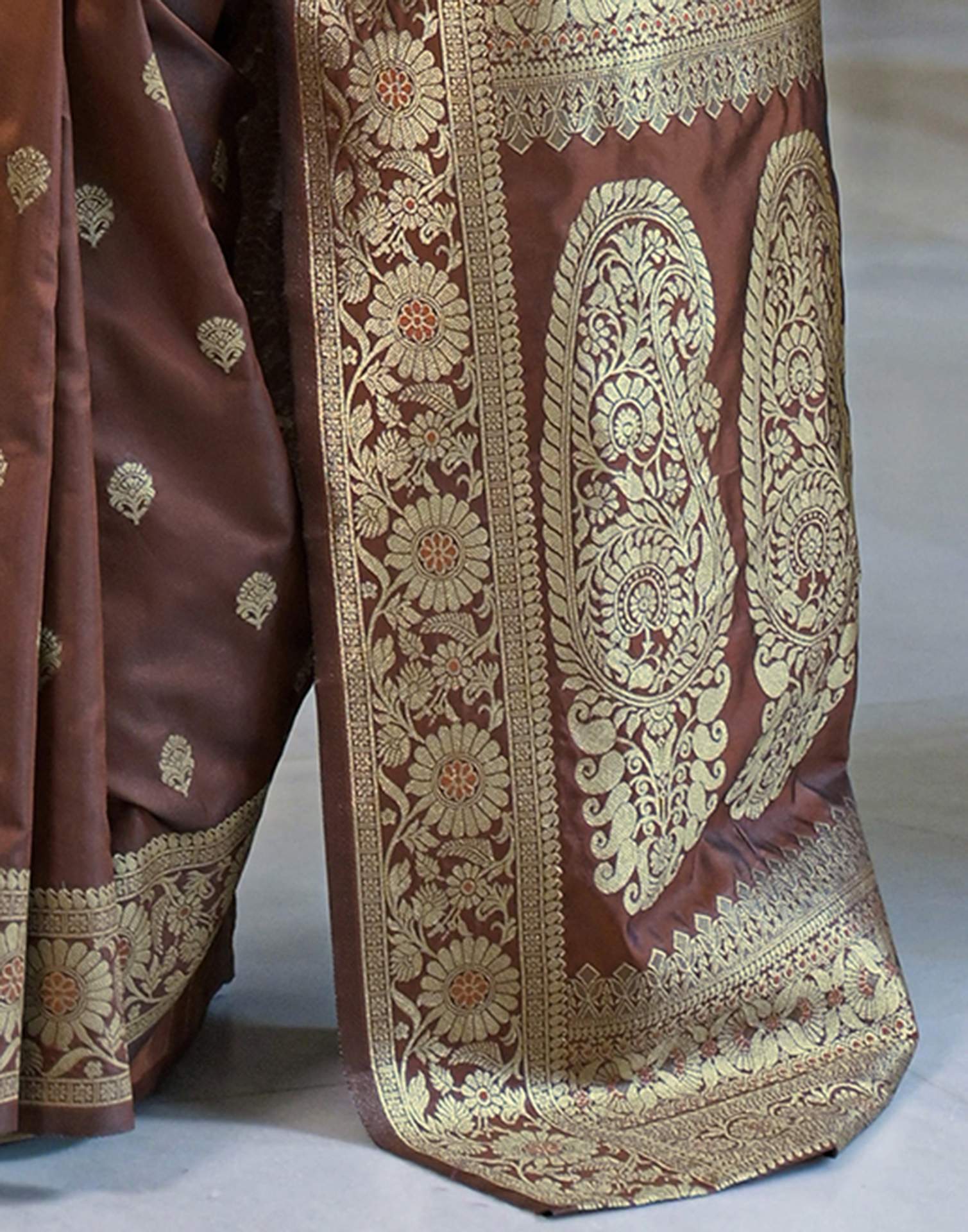 Brown Silk Woven Banarasi Saree