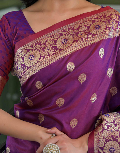 Purple Silk Woven Banarasi Saree