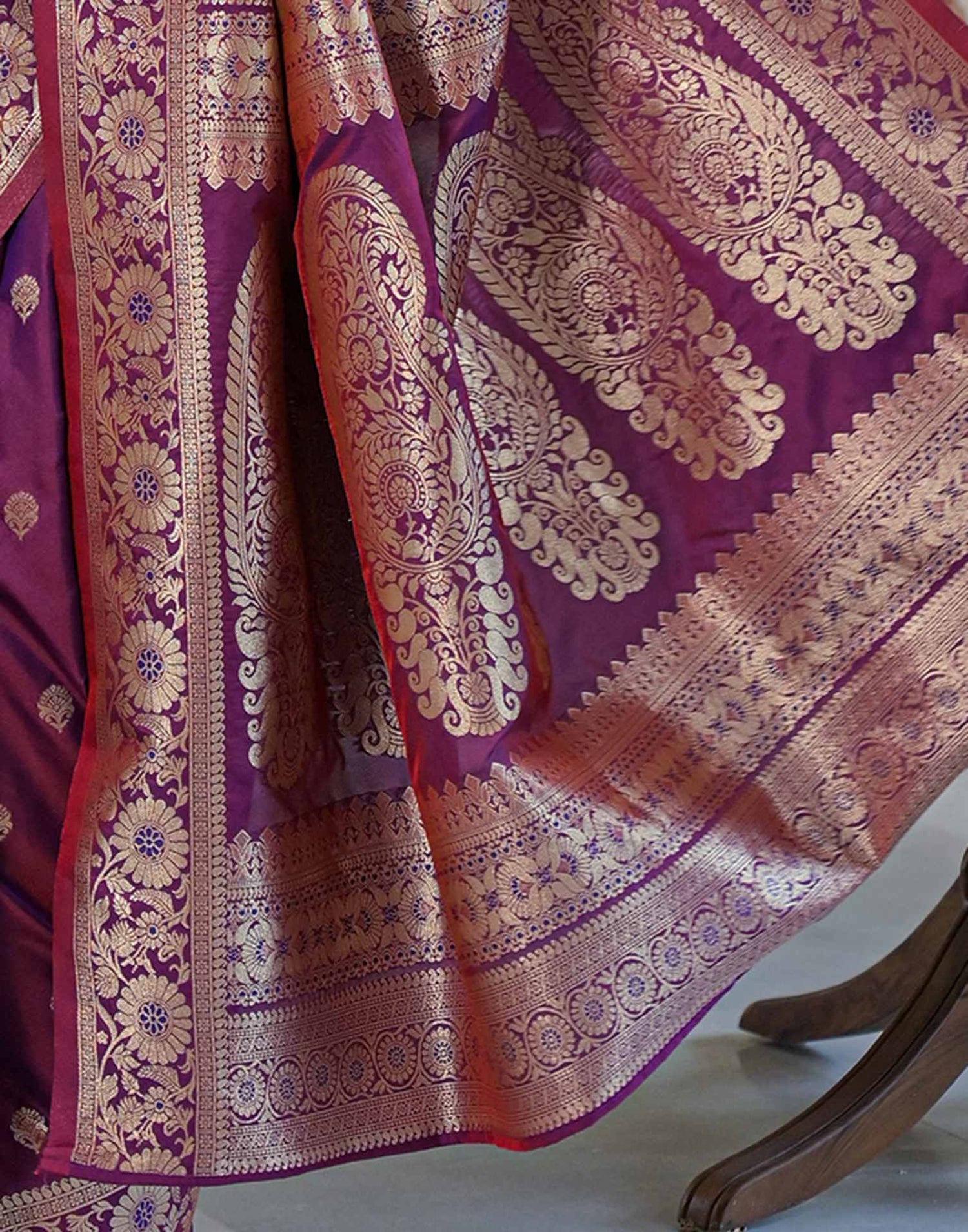 Purple Silk Woven Banarasi Saree
