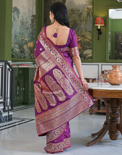 Purple Silk Woven Banarasi Saree