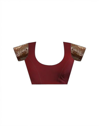 Maroon Silk Woven Banarasi Saree