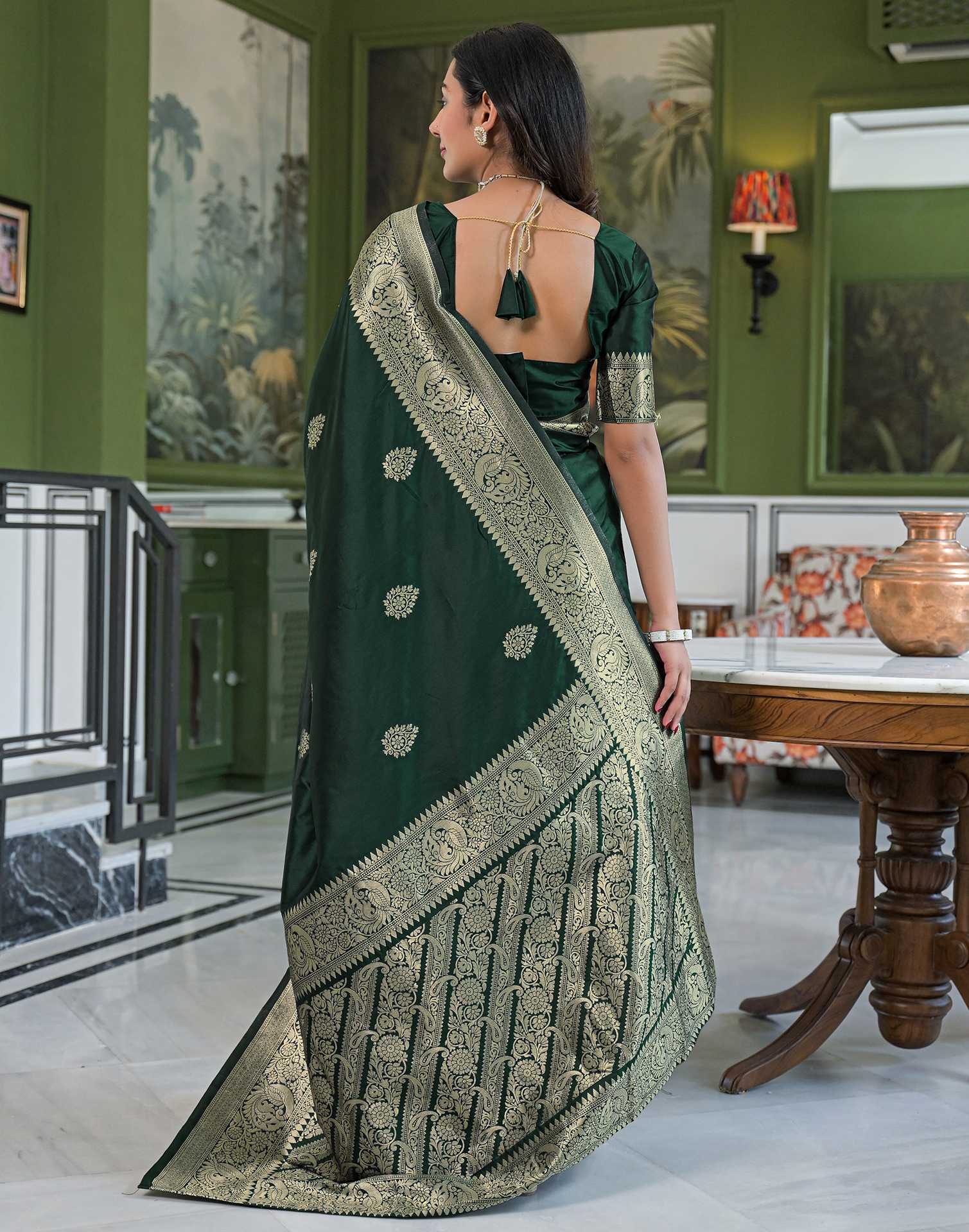 Green Silk Woven Banarasi Saree