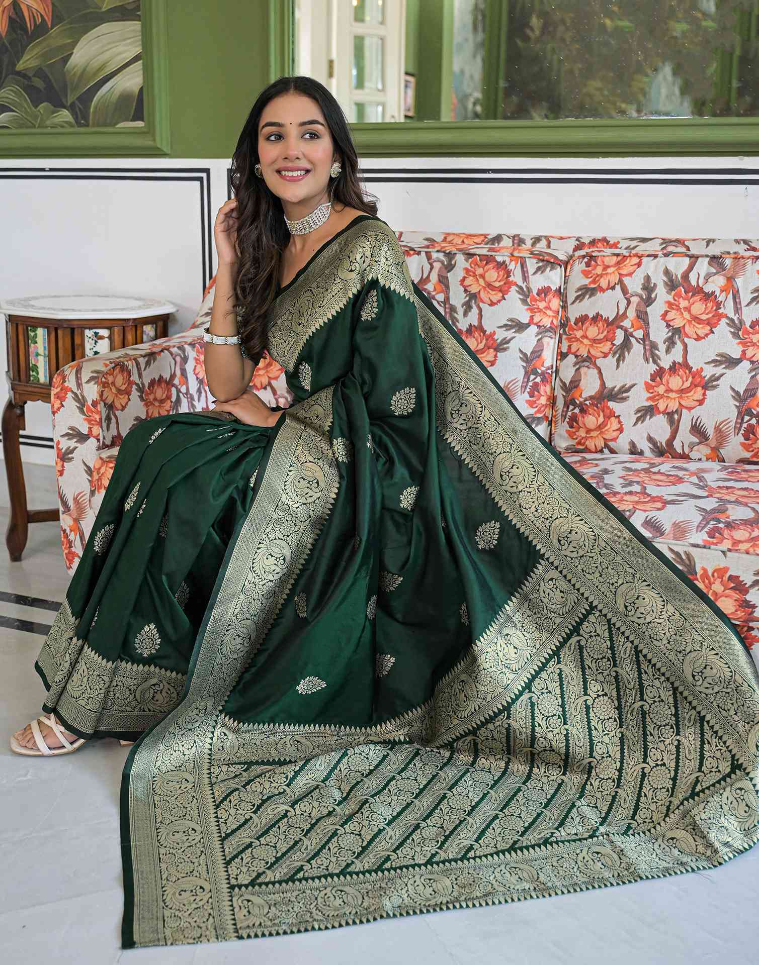 Green Silk Woven Banarasi Saree
