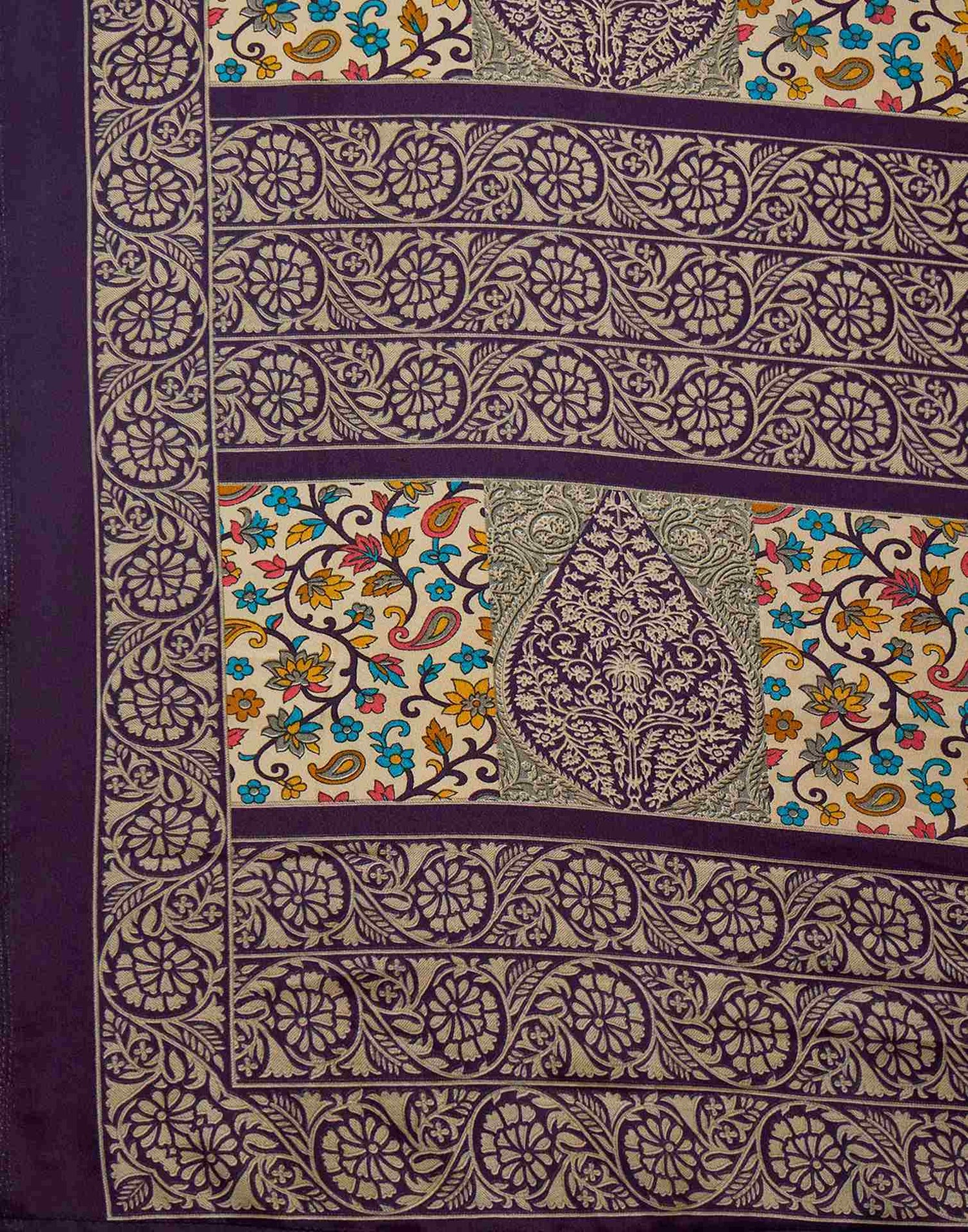 Dark Purple Crepe Silk Printed Saree