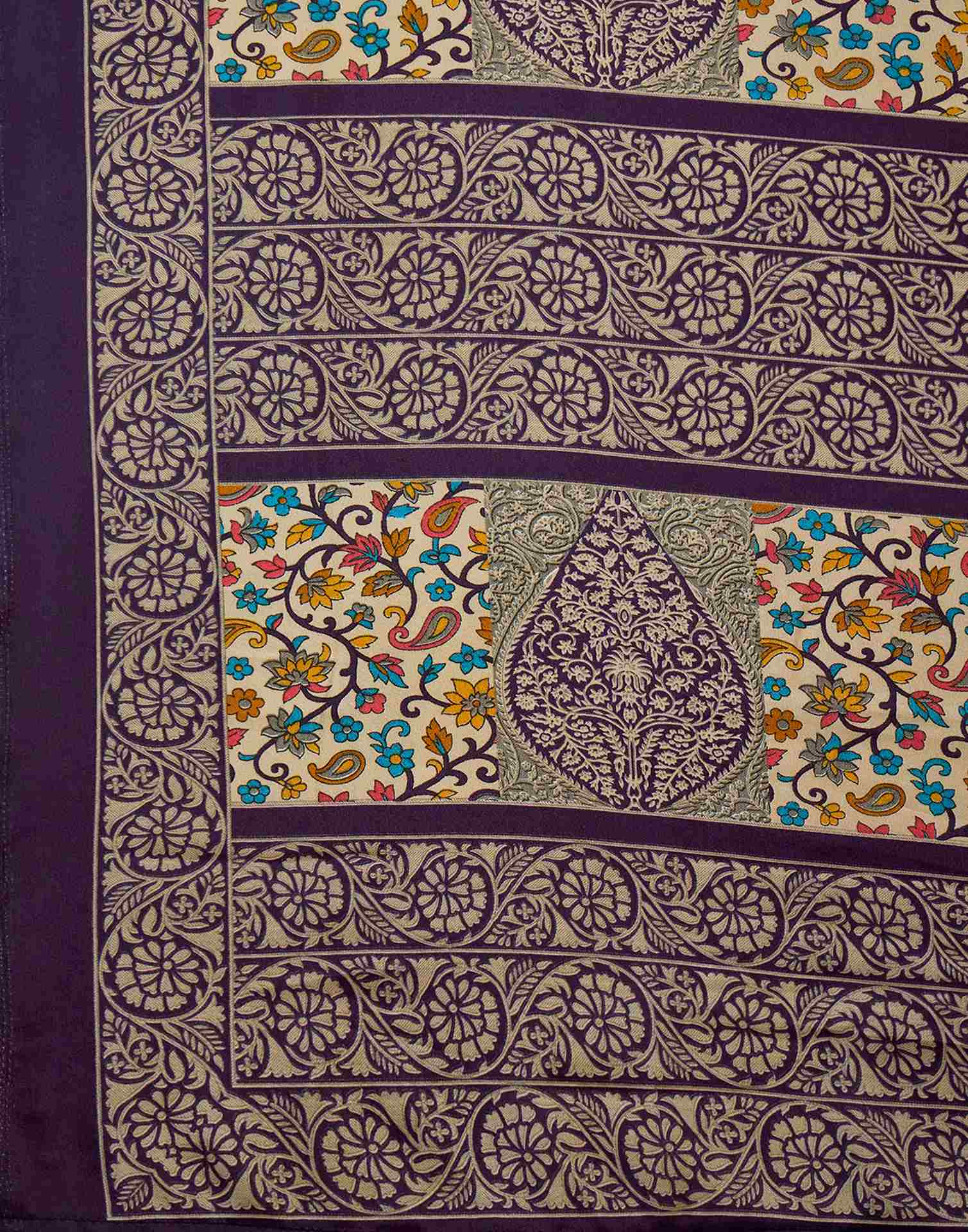 Dark Purple Crepe Silk Printed Saree