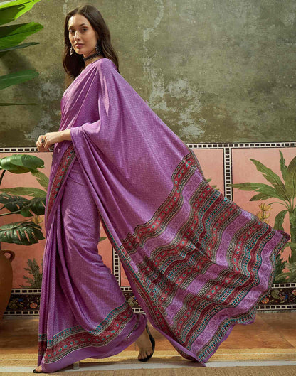 Lavender Crepe Silk Printed Saree