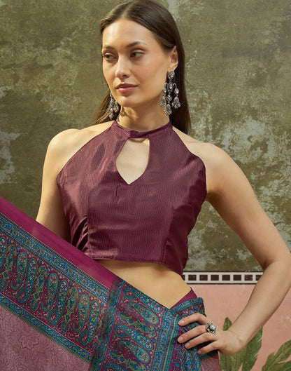 Mauve Crepe Silk Printed Saree