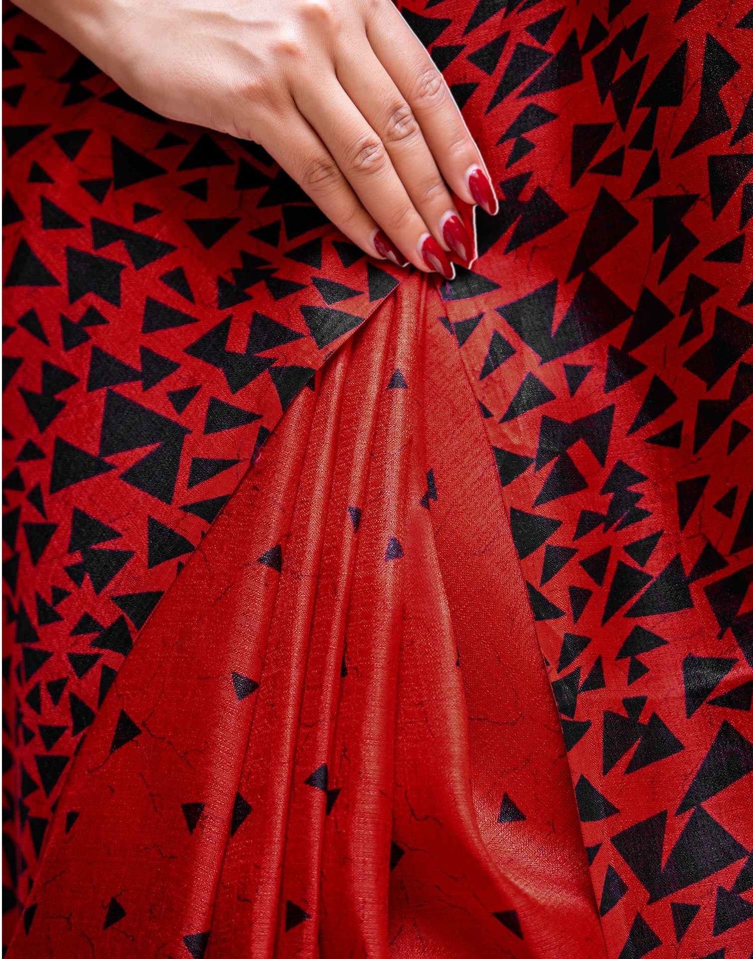 Red Khadi Printed Saree