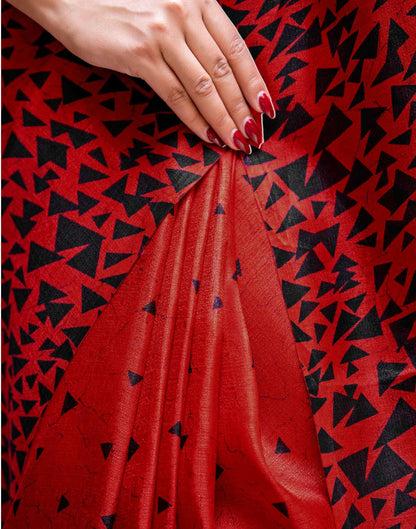 Red Khadi Printed Saree