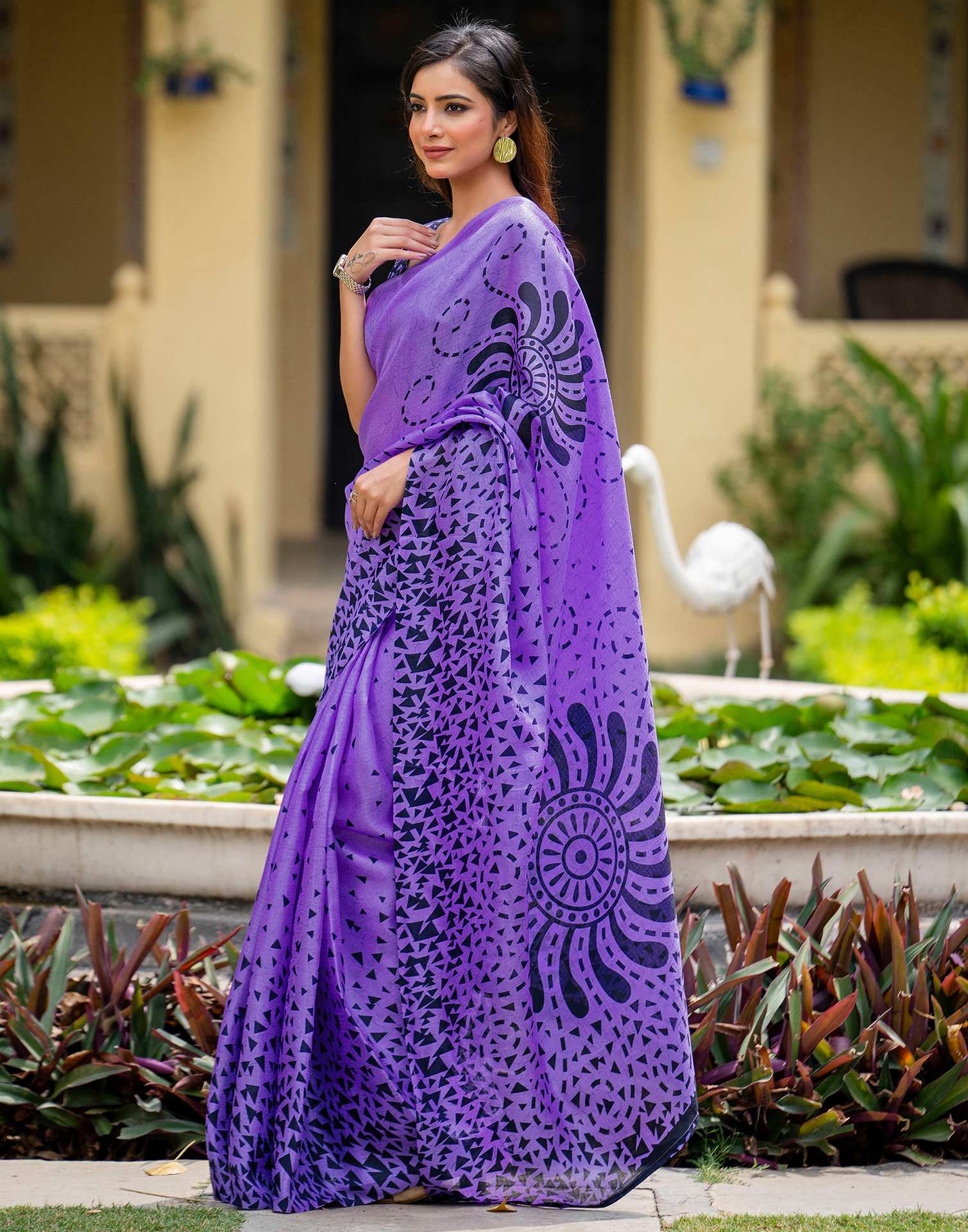 Levender Khadi Printed Saree