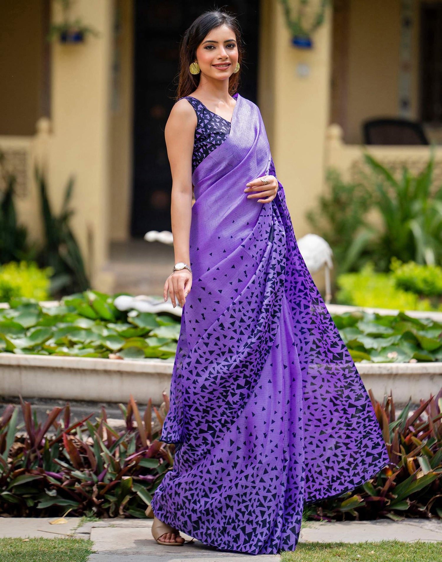 Levender Khadi Printed Saree