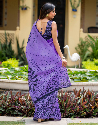 Levender Khadi Printed Saree