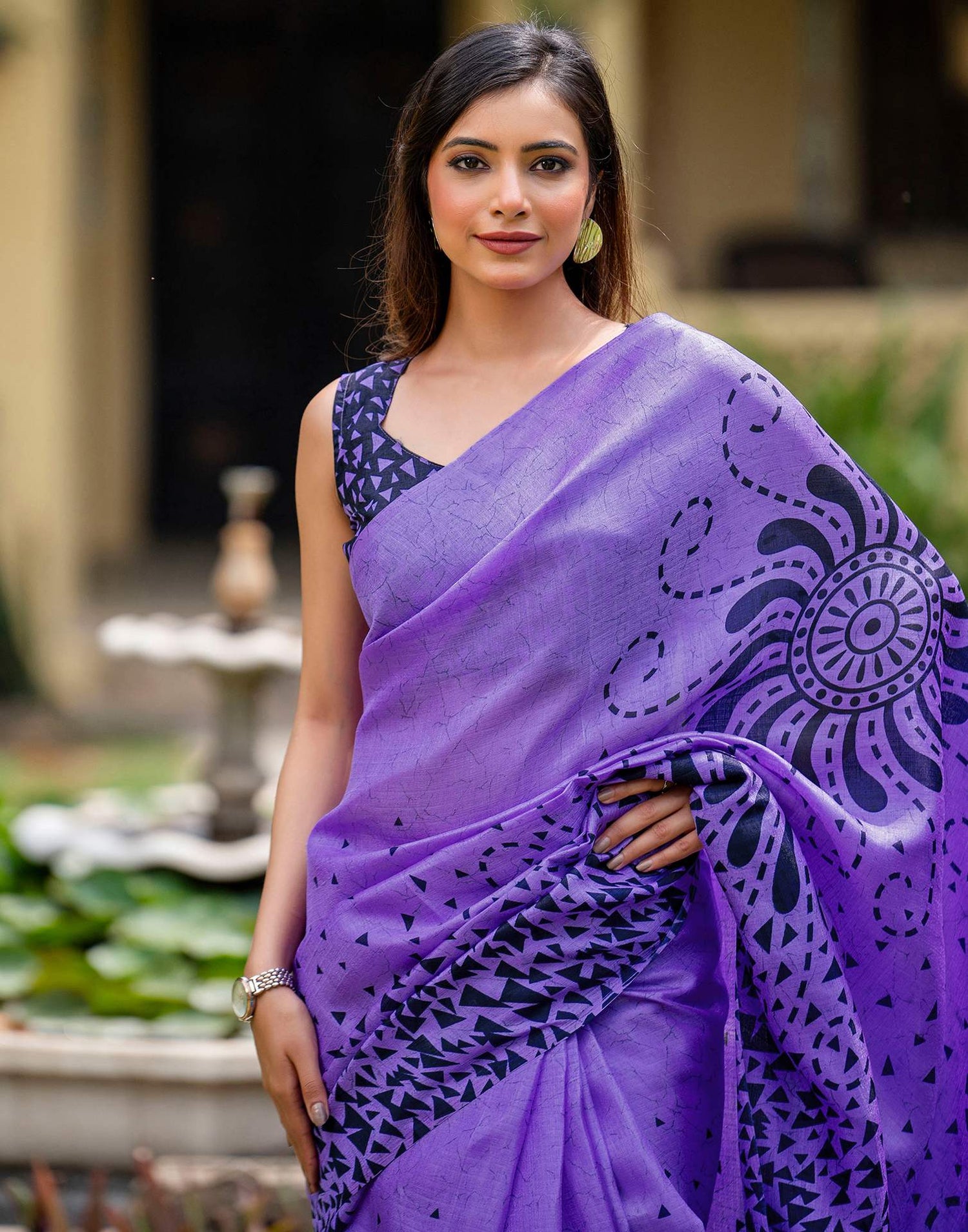 Levender Khadi Printed Saree