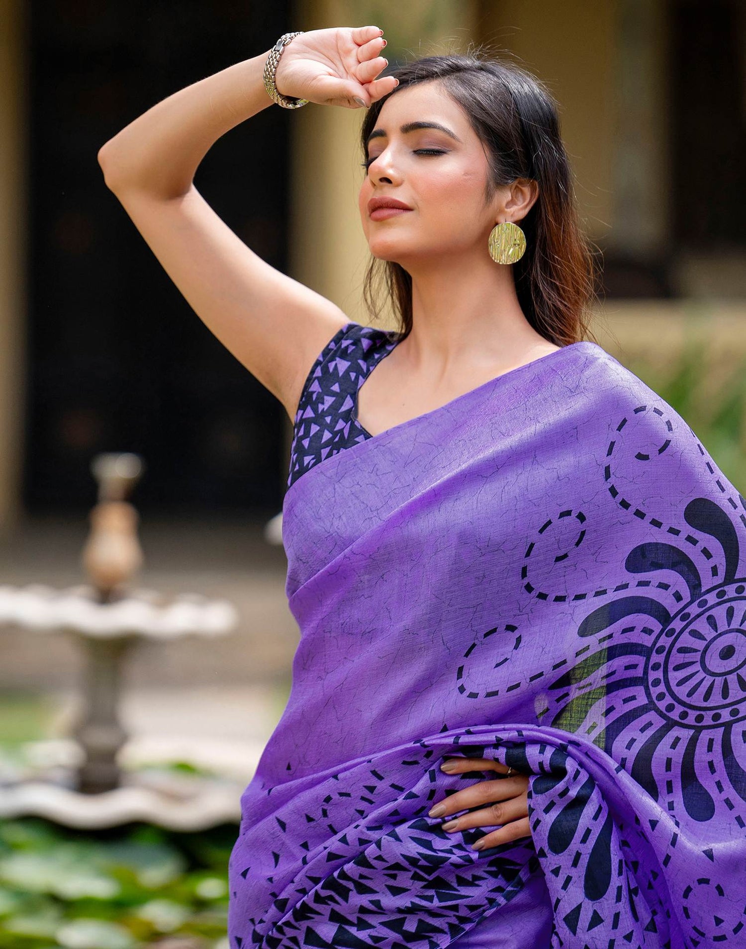 Levender Khadi Printed Saree