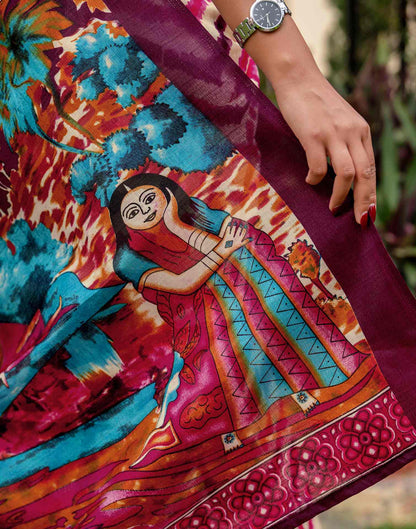 Beige Khadi Printed Saree