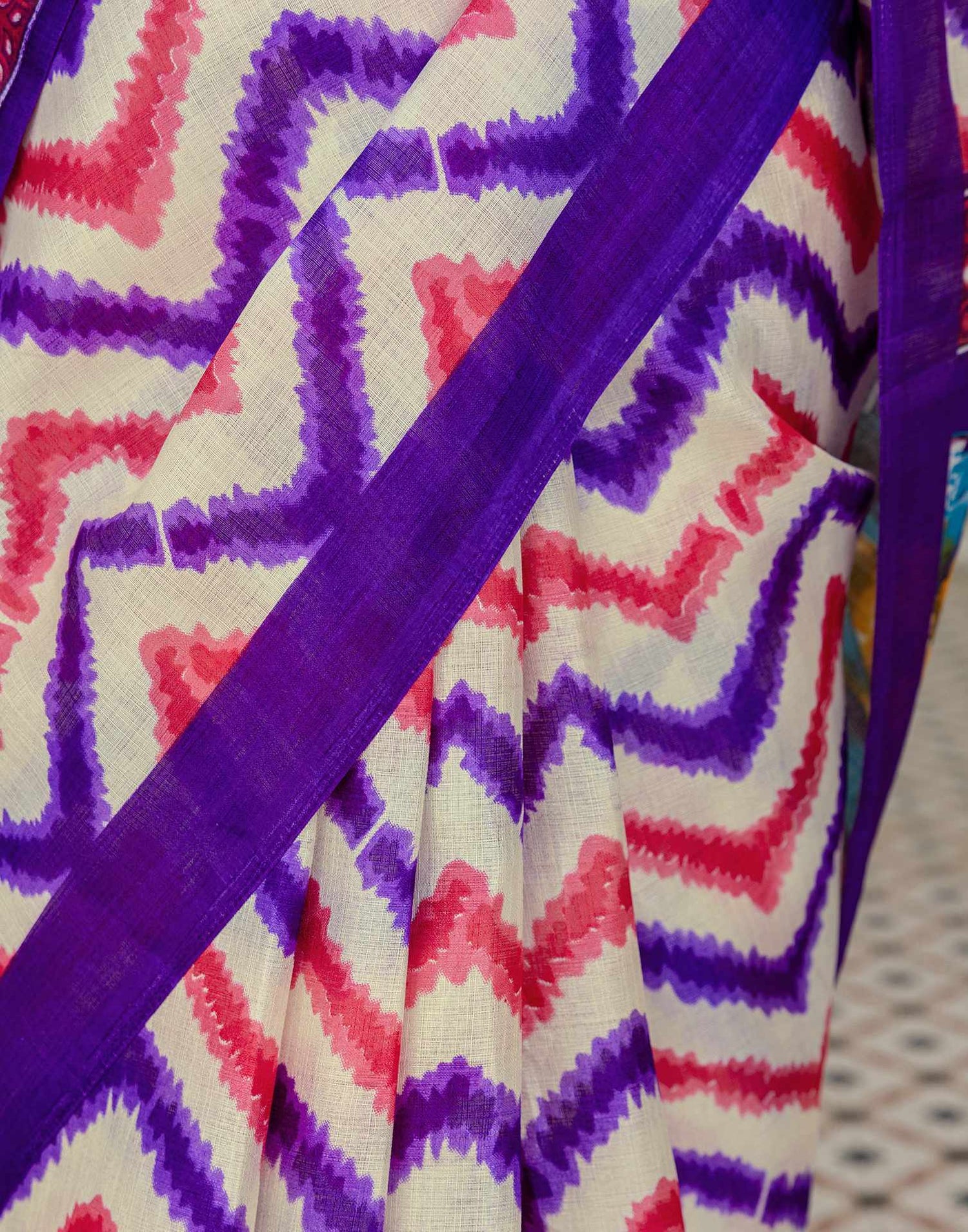 Beige Khadi Printed Saree