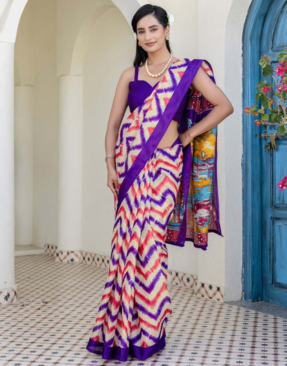 Beige Khadi Printed Saree