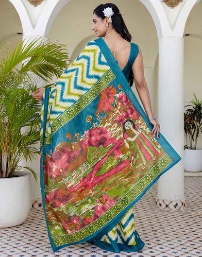 Beige Khadi Printed Saree