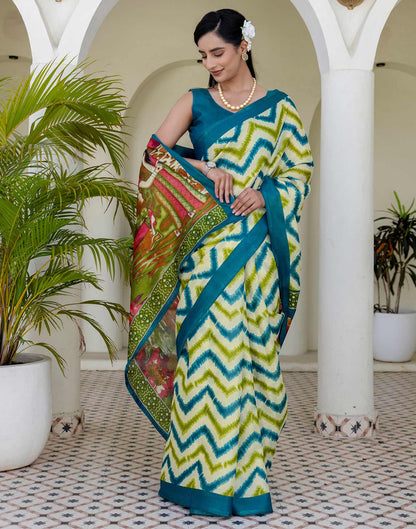 Beige Khadi Printed Saree