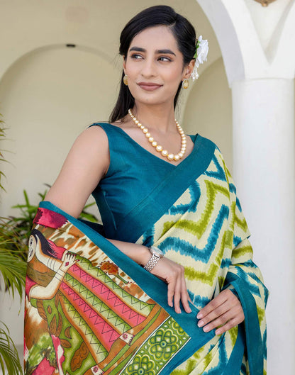 Beige Khadi Printed Saree