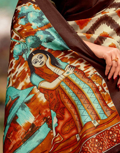Beige Khadi Printed Saree