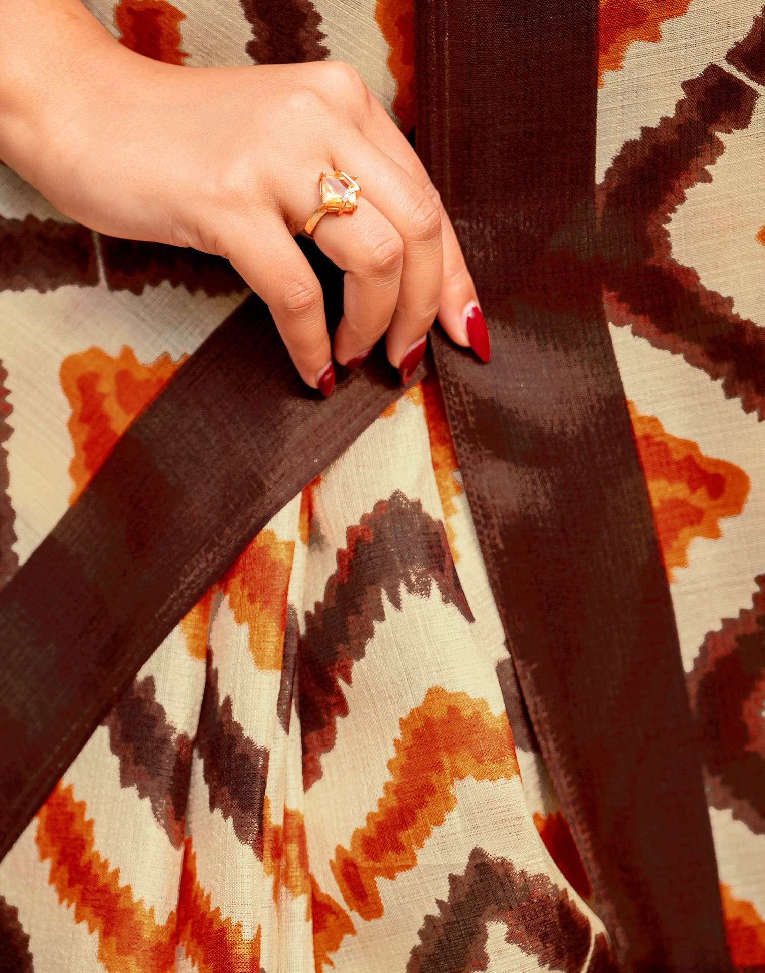 Beige Khadi Printed Saree