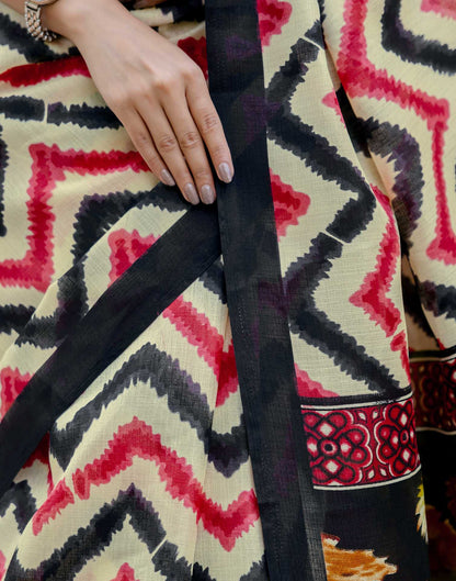 Beige Khadi Printed Saree