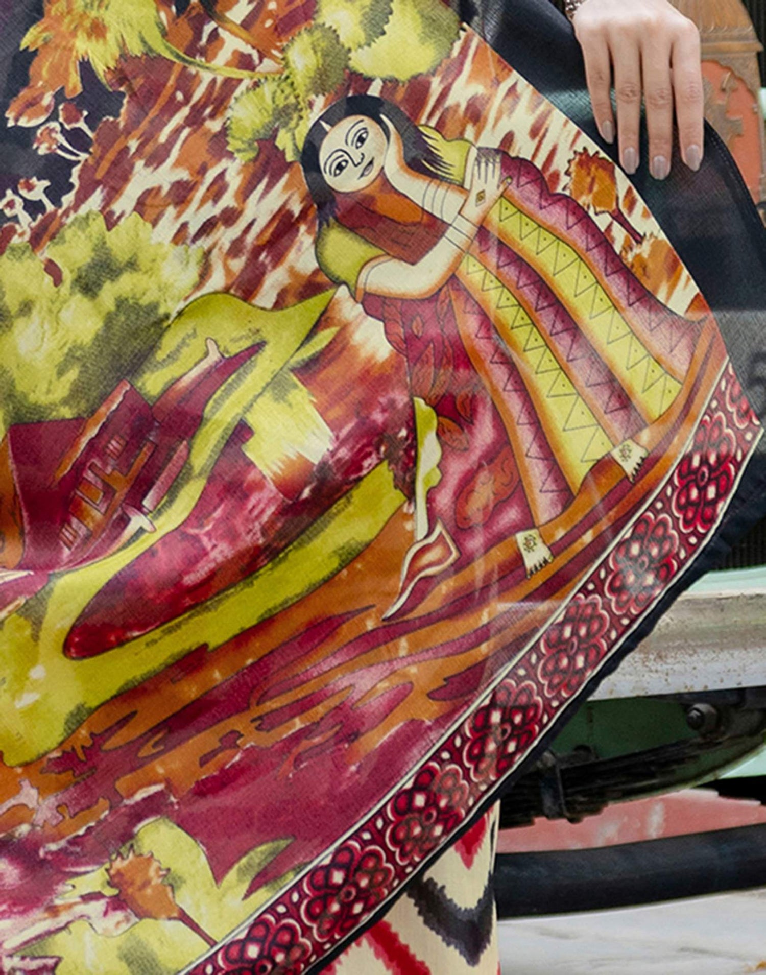 Beige Khadi Printed Saree