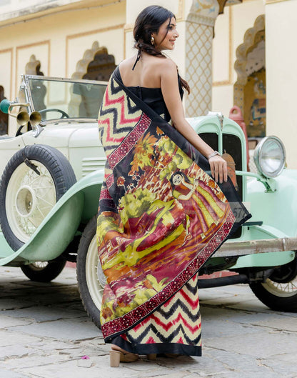 Beige Khadi Printed Saree