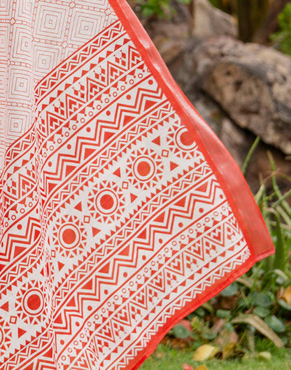 White Linen Printed Saree