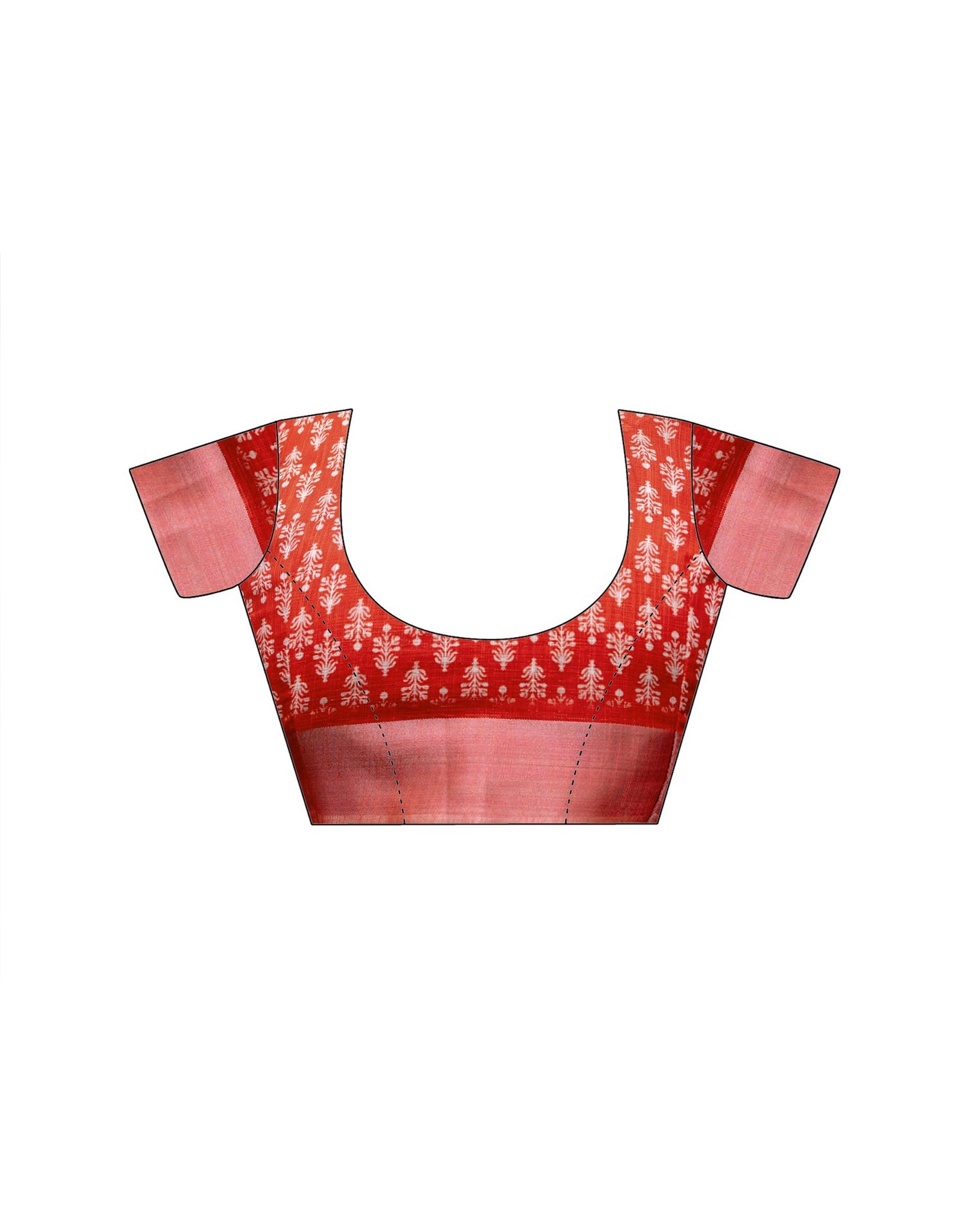 Red Linen Printed Saree