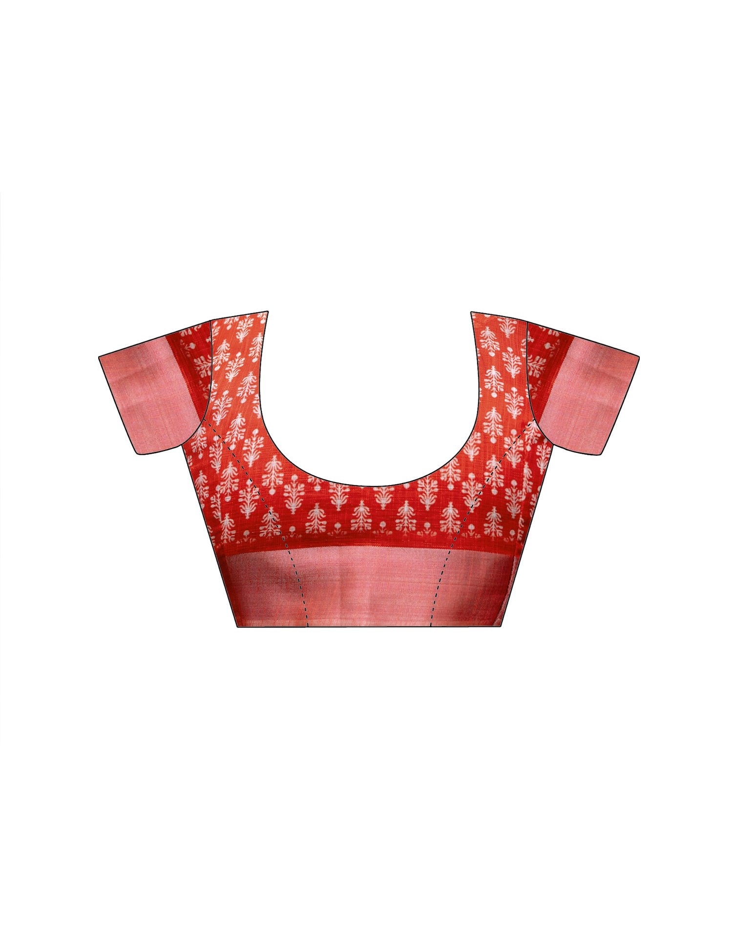 Red Linen Printed Saree